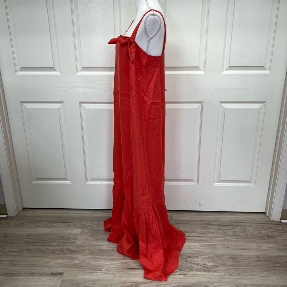 Adriana Degreas Cherry Bomb Red Solid Long Dress with Straps Size L - Picture 9 of 16